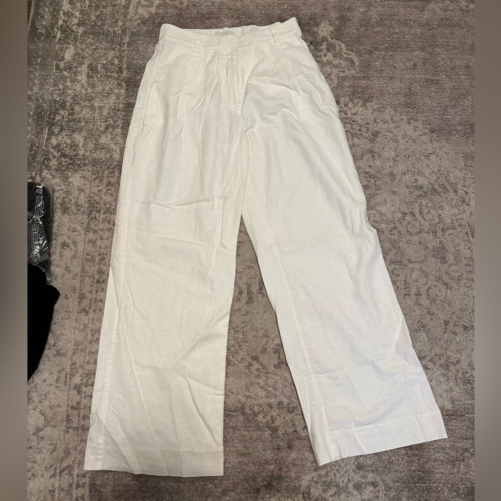 Abercrombie & Fitch high rise cropped wide leg linen pant